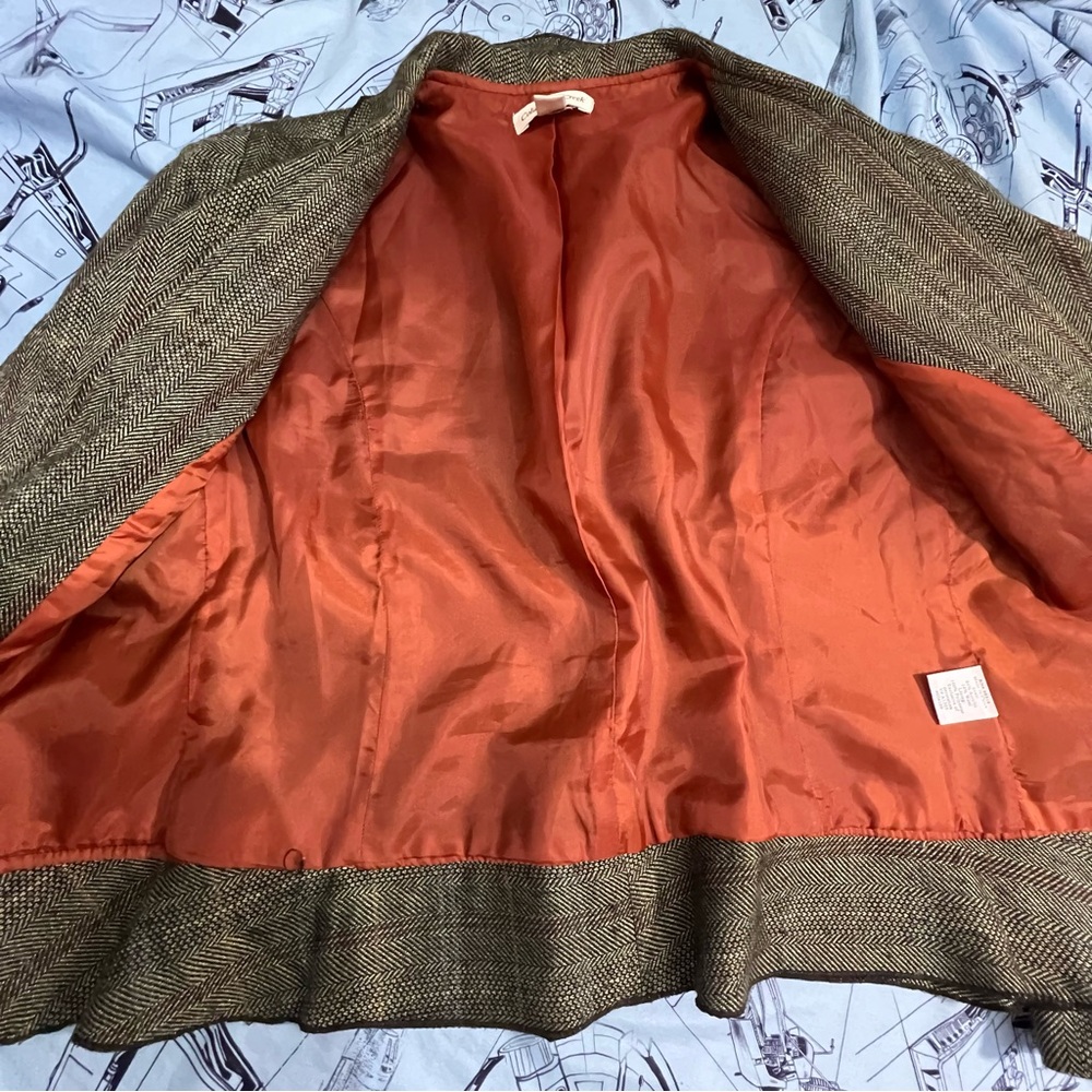 Coldwater Creek Brown Tweed Embroidered Blazer with Rust Lining - Picture 4 of 11